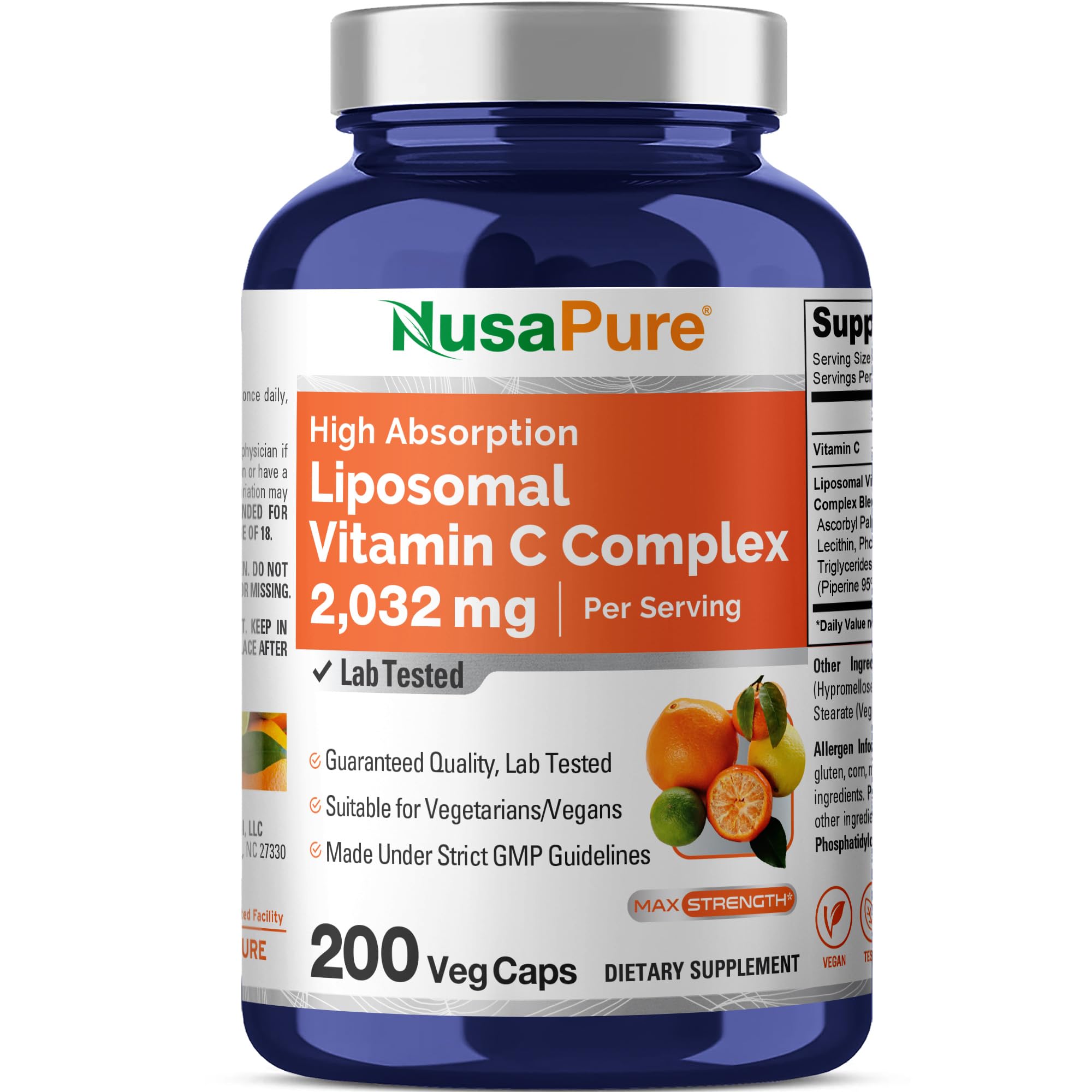 Amazon.com: NusaPure Liposomal Vitamin C 2032mg - 200 Veggie Vegan